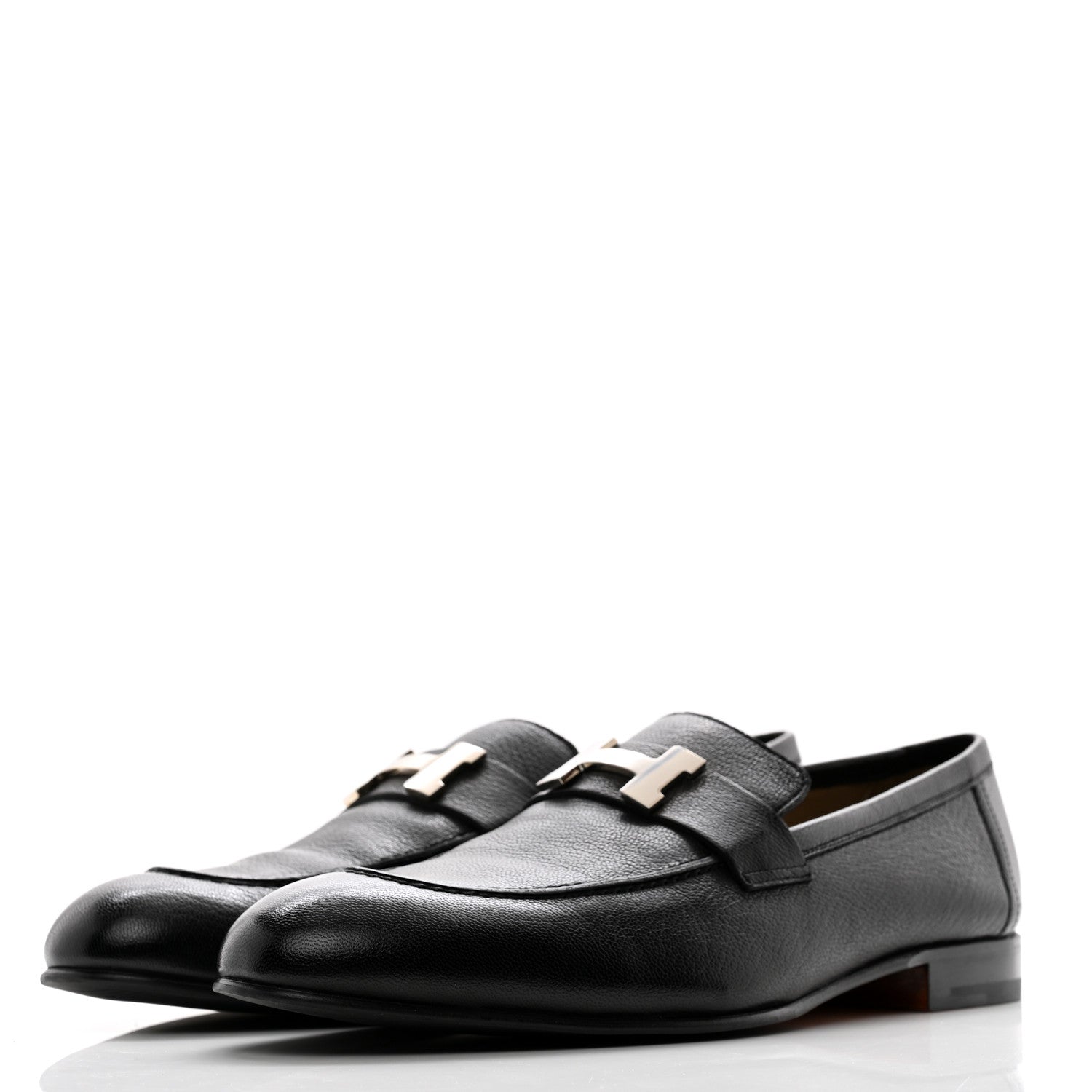 Hermes Goatskin Mens Paris Loafers 44 Black 3 of 10