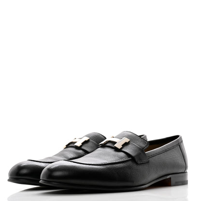 Hermes Goatskin Mens Paris Loafers 44 Black 3 of 10