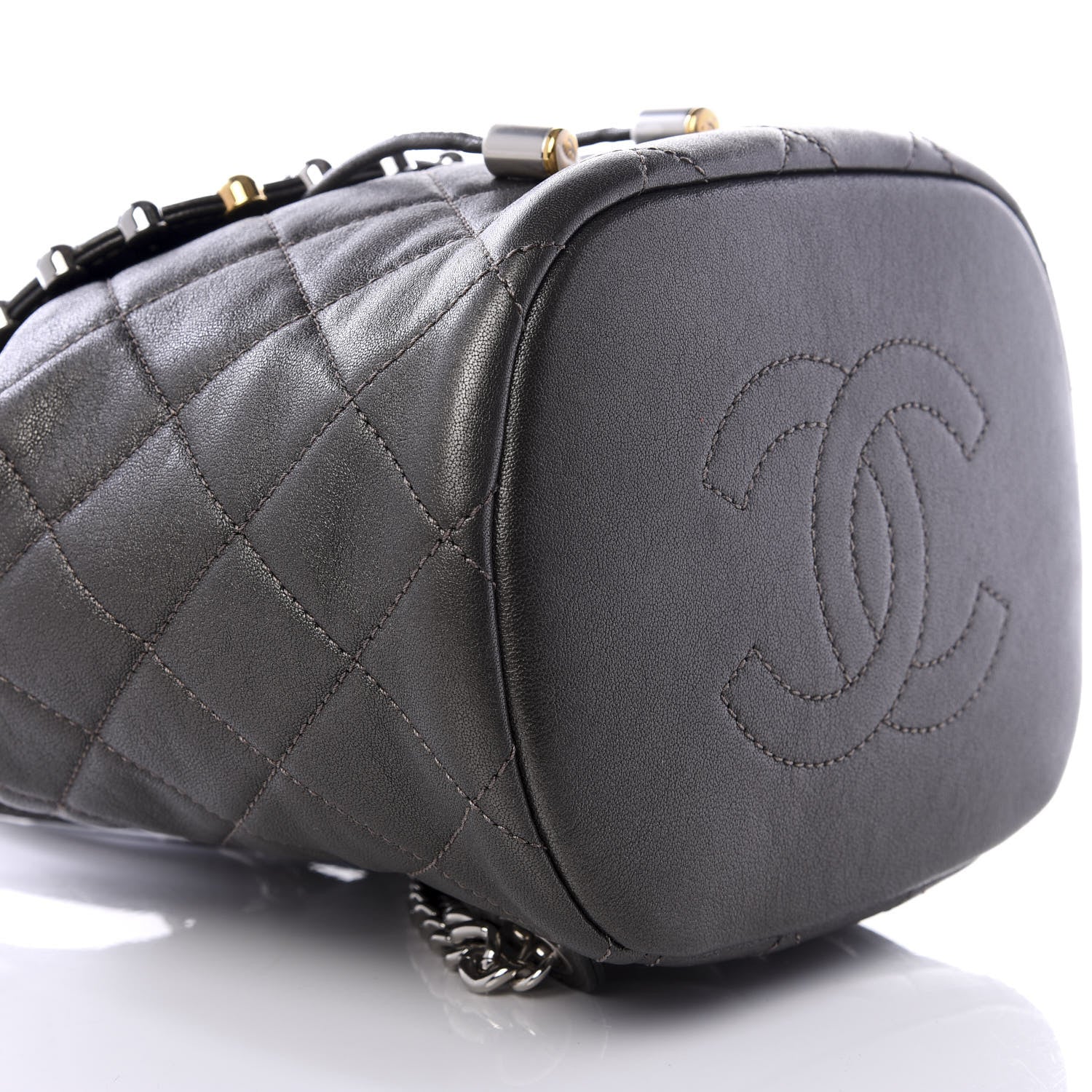 Chanel Lambskin Quilted Metallic Bubble Backpack Black 6 of 8