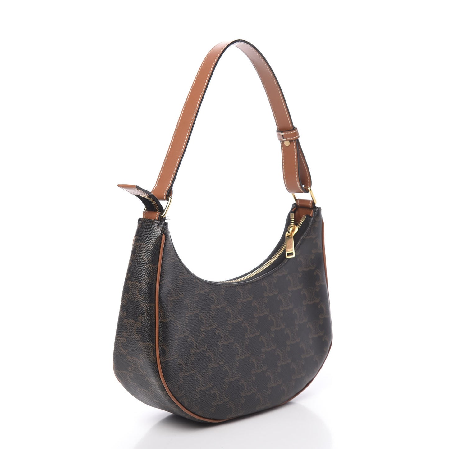 Triomphe Canvas Calfskin Ava Shoulder Bag Tan