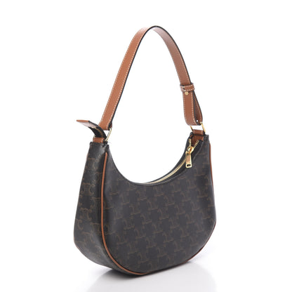 Celine Triomphe Canvas Calfskin Ava Shoulder Bag Tan 3 of 12