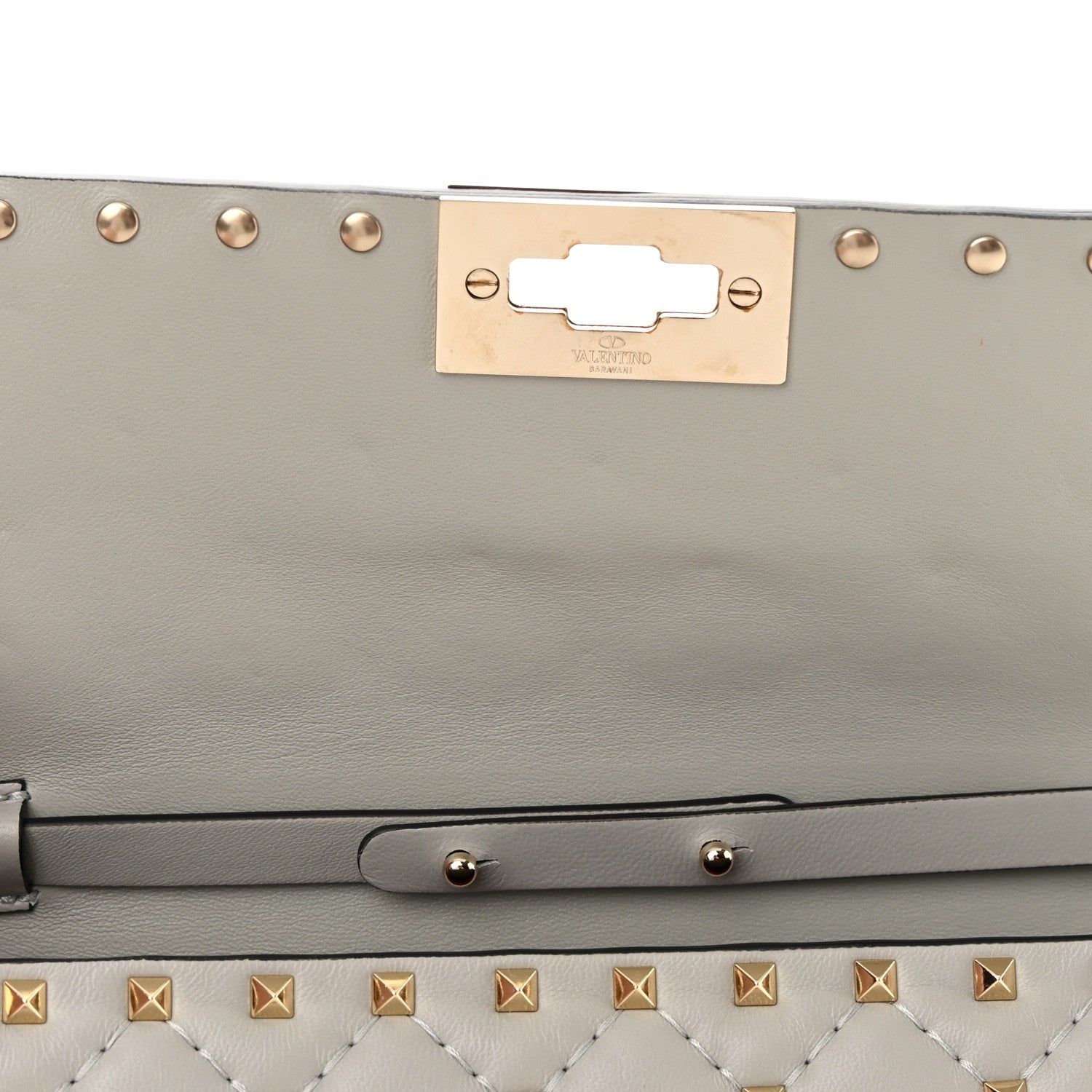 Valentino Garavani Nappa Rockstud Spike Wallet On Chain Opal Grey 12 of 13