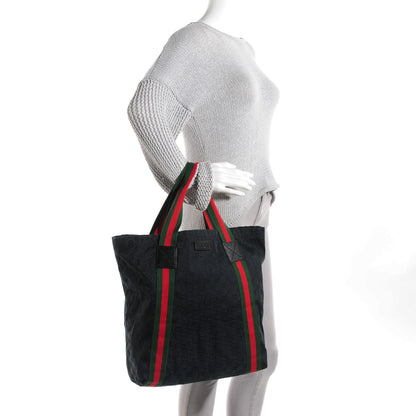 Gucci GG Monogram Medium Web Handle Vertical Tote Black 2 of 7