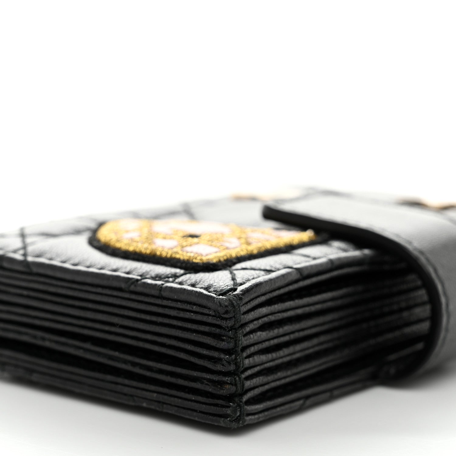 Christian Dior Lambskin Cannage Lucky Badges Lady Dior 5-Gusset Card Holder Black 8 of 12