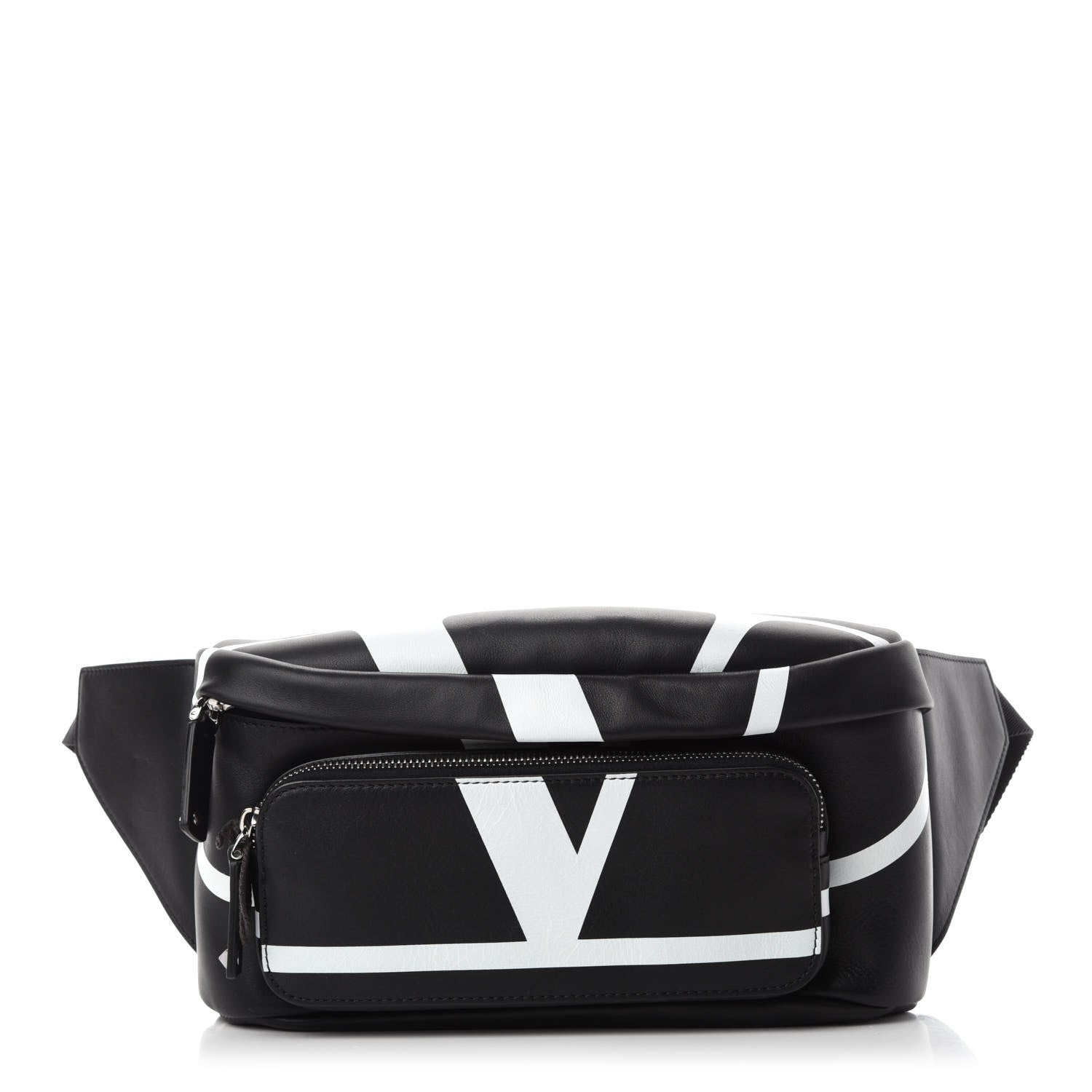 Valentino Garavani Calfskin Go Logo Belt Bag Black White 1 of 10