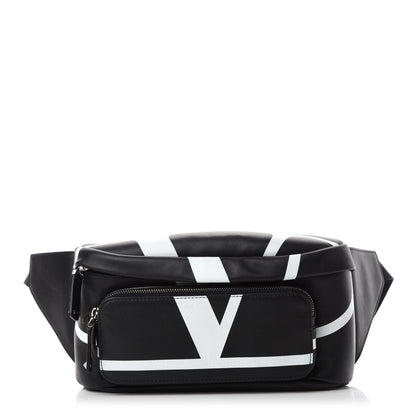 Valentino Garavani Calfskin Go Logo Belt Bag Black White 1 of 10