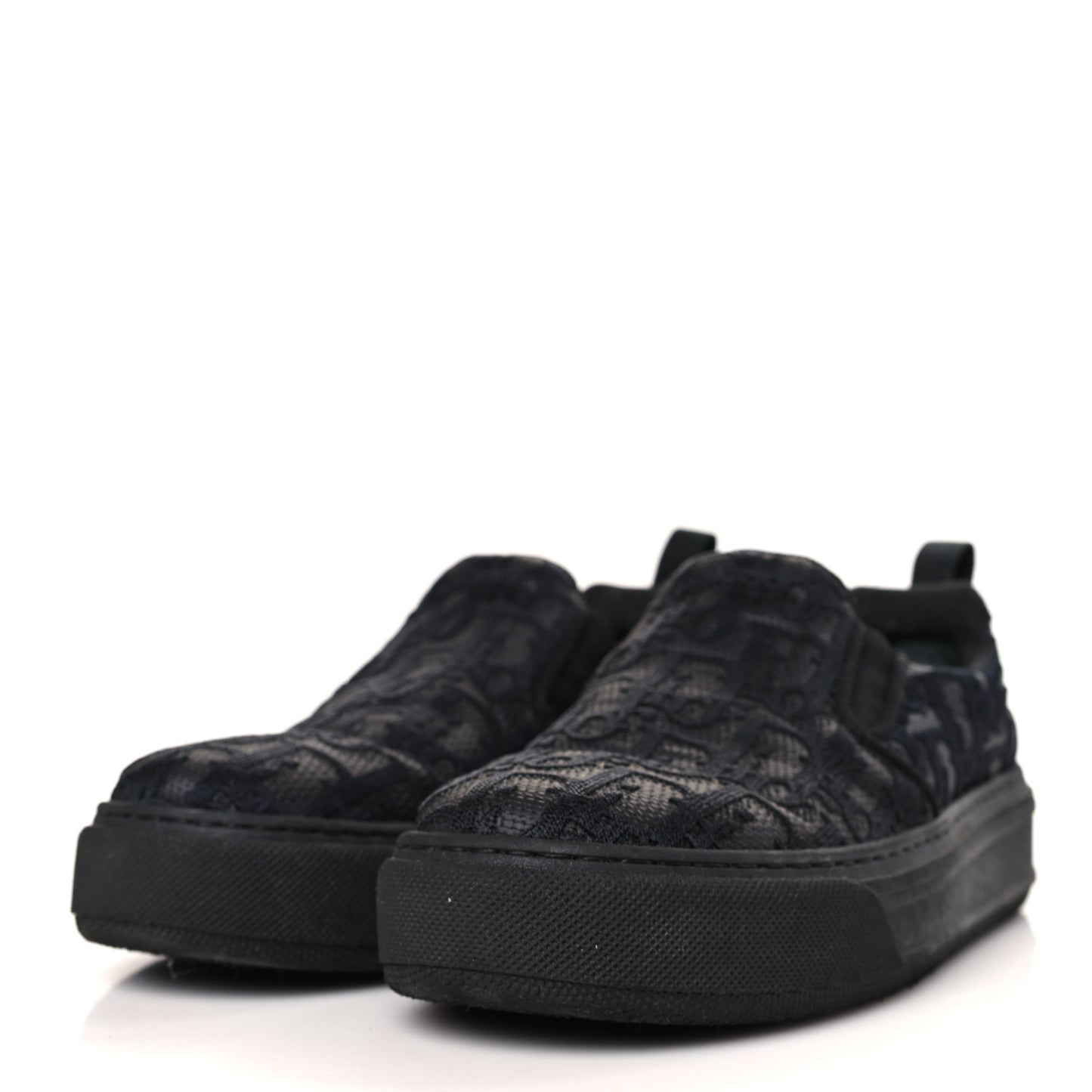 Shiny Technical Fabric Oblique Embroidered Womens Solar Slip On Sneakers 35.5 Black
