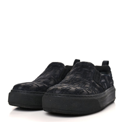 Christian Dior Shiny Technical Fabric Oblique Embroidered Womens Solar Slip On Sneakers 35.5 Black 3 of 7