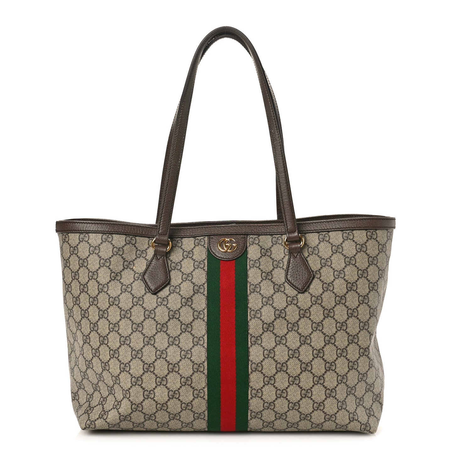GG Supreme Monogram Medium Ophidia Shopping Tote Brown
