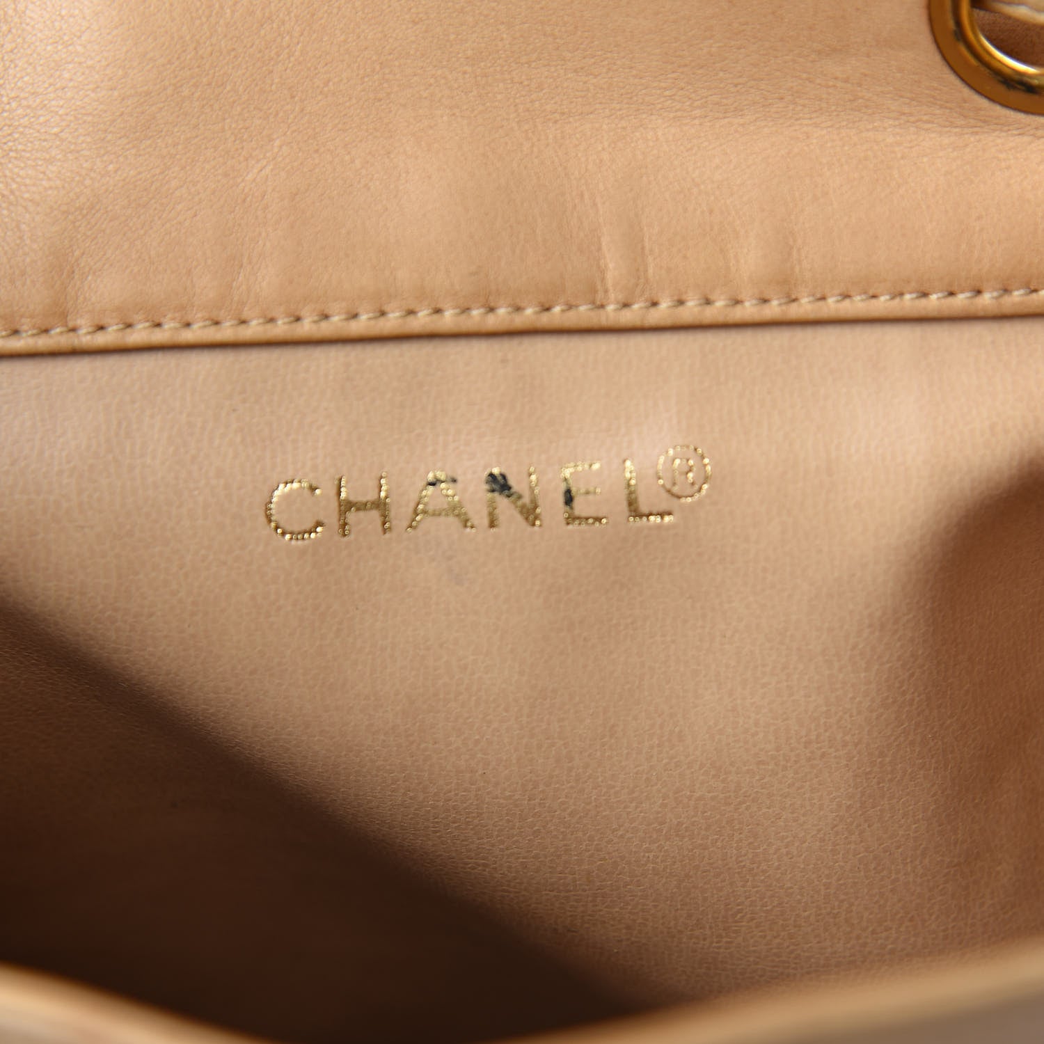 Chanel Lambskin Drawstring Sling Backpack Beige 8 of 16