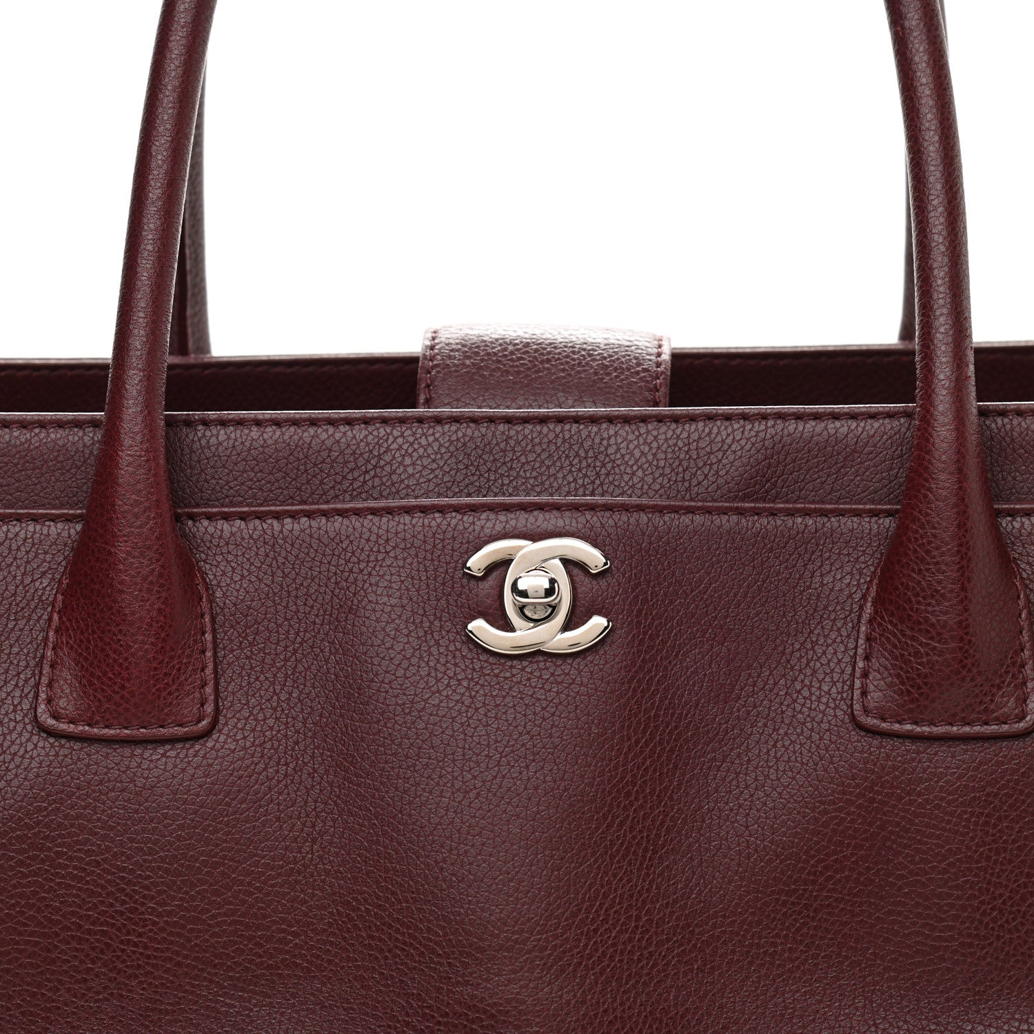 Chanel Calfskin Cerf Executive Shopper Tote Burgundy 8 of 13