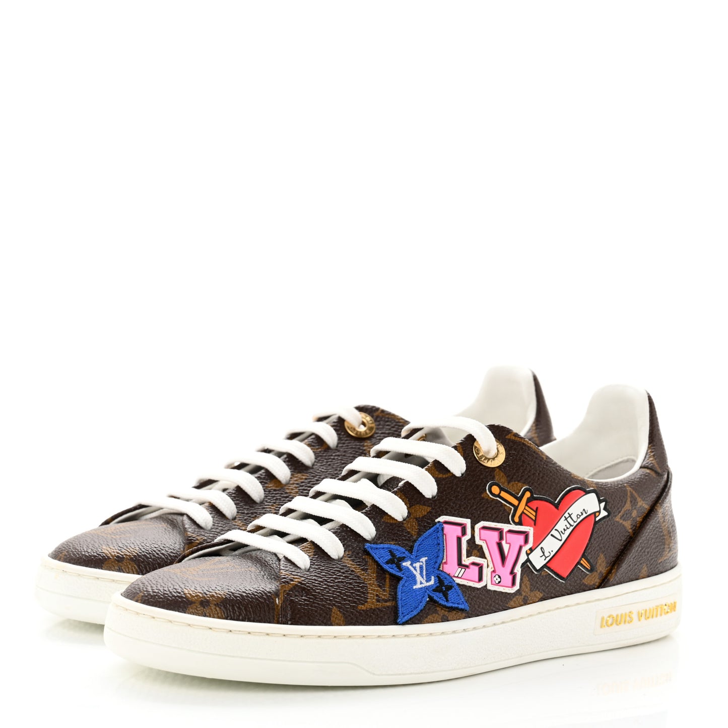 Calfskin Monogram LV Black Heart Sneakers 36 Cacao