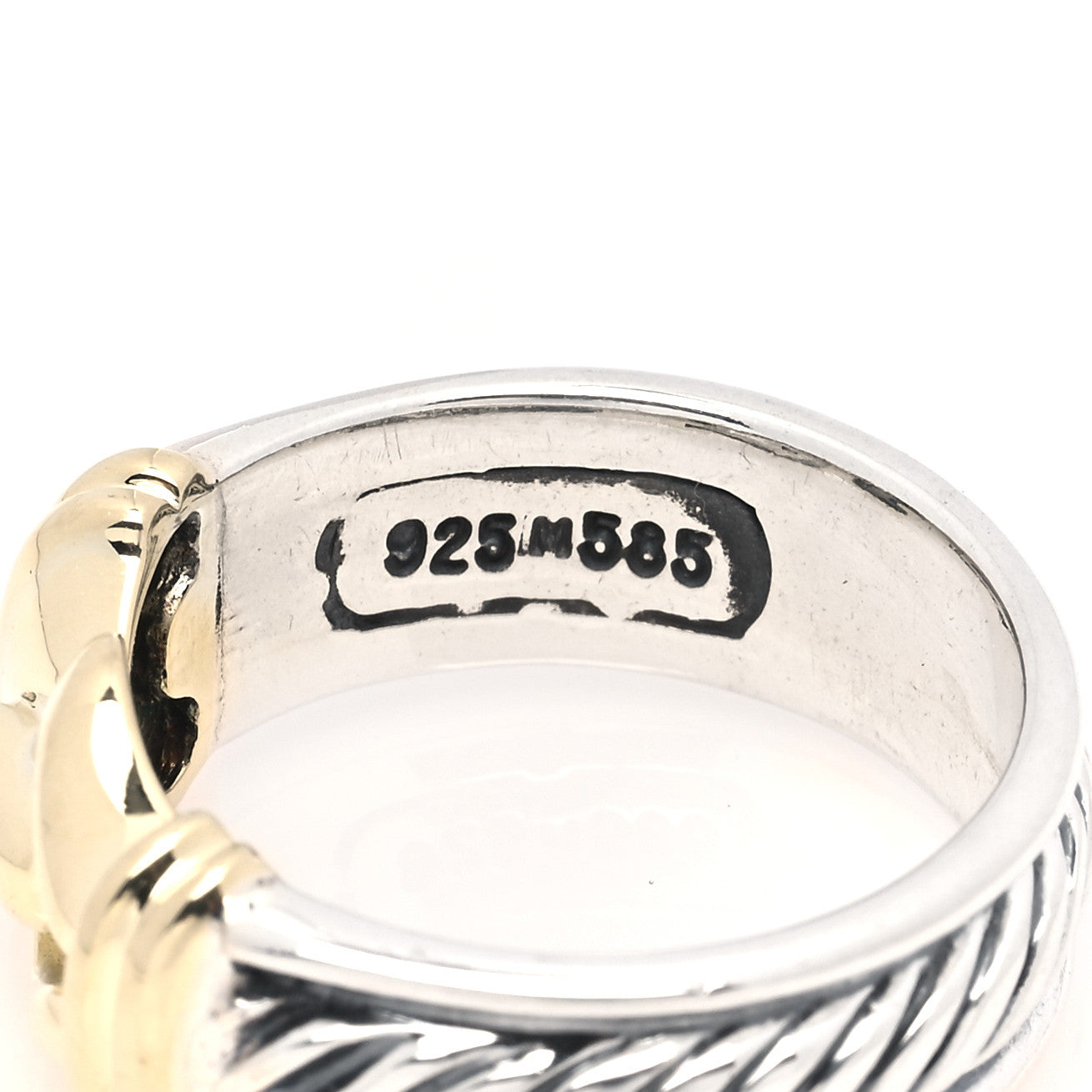 David Yurman Sterling Silver 18K Yellow Gold Buckle Cable Ring 54 6.75 5 of 5