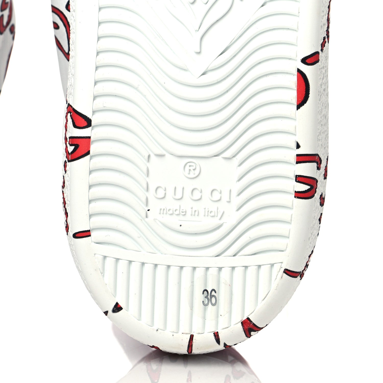 Gucci Calfskin GucciGhost Print Womens Ace Sneakers 36 White Hibiscus Red 7 of 9