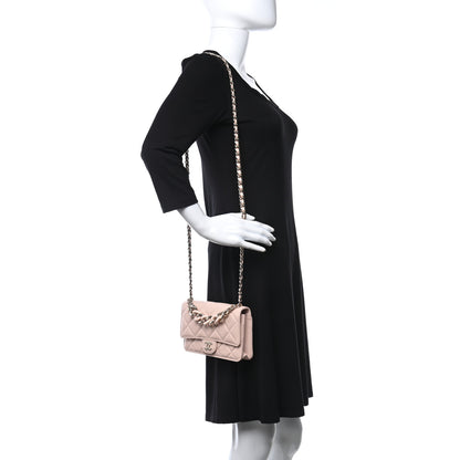 Chanel Lambskin Plexi Quilted Wallet On Chain WOC Light Beige 2 of 11