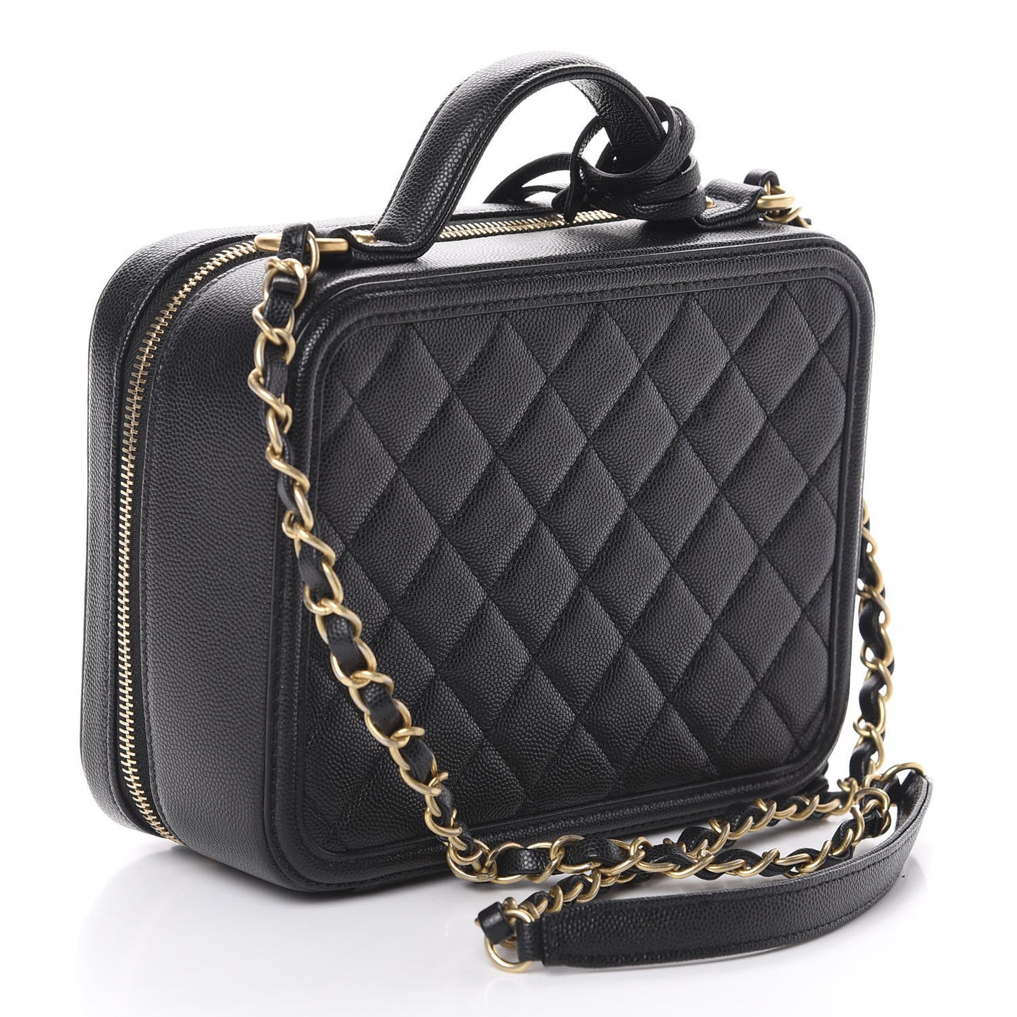 Caviar Quilted Medium CC Filigree Vanity Case Black
