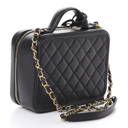 Chanel Caviar Quilted Medium CC Filigree Vanity Case Black 3 of 9