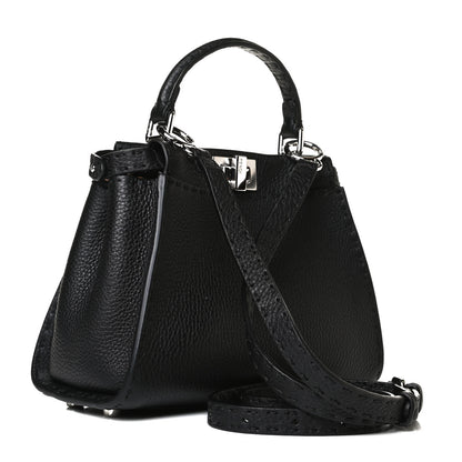 Fendi Cuoio Romano Selleria Bi-Color Mini Peekaboo Iconic Satchel Black Mou 2 of 15