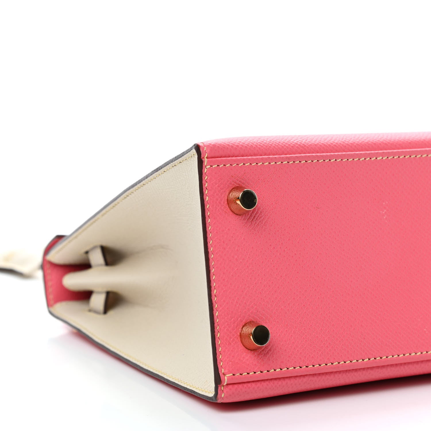 Hermes Epsom Bi-Color Horseshoe Kelly Sellier 25 Rose Azalee Craie 7 of 10