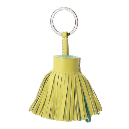 Hermes Lambskin Bi-Color Carmen Tassel Key Holder Lime Menthe 1 of 4
