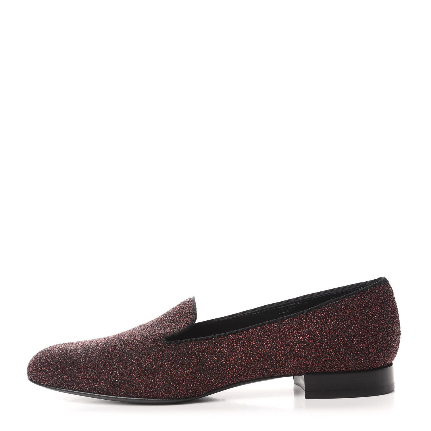 Saint Laurent Metallic Calfskin Smoking Slipper Flat Loafers 38 Red Glitter 1 of 9