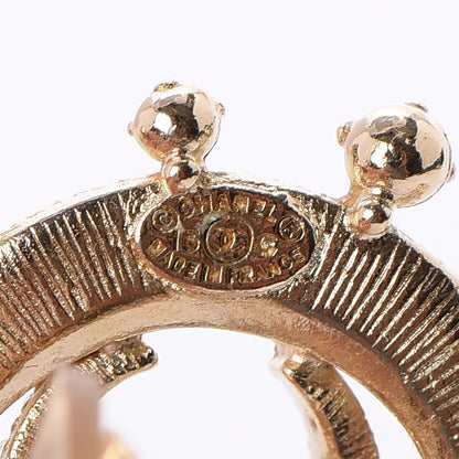 Chanel Crystal Pearl CC Moon Clip On Earrings Gold 4 of 5