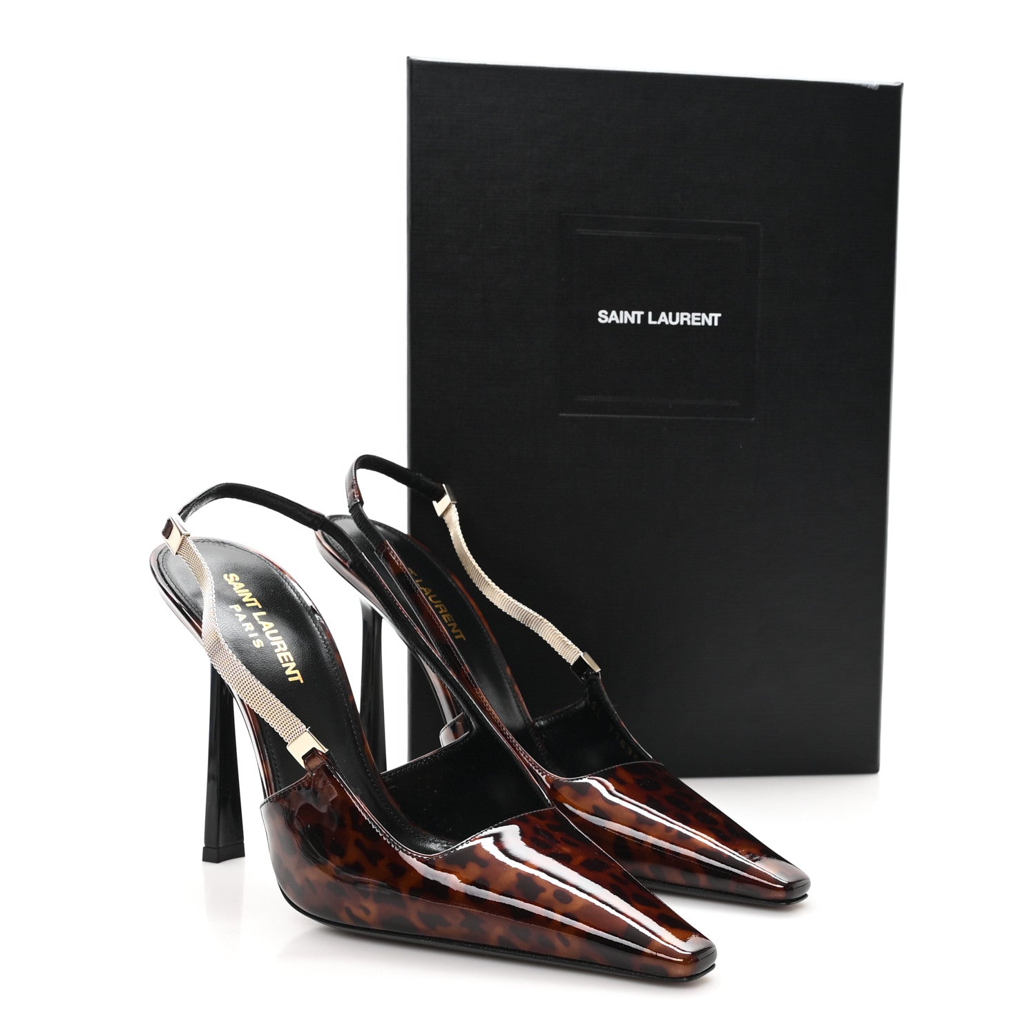 Saint Laurent Vernice Grupy Leopard Print Blake 110 Slingback Pumps 39 Manto Natural Black 10 of 10