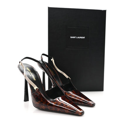 Saint Laurent Vernice Grupy Leopard Print Blake 110 Slingback Pumps 39 Manto Natural Black 10 of 10
