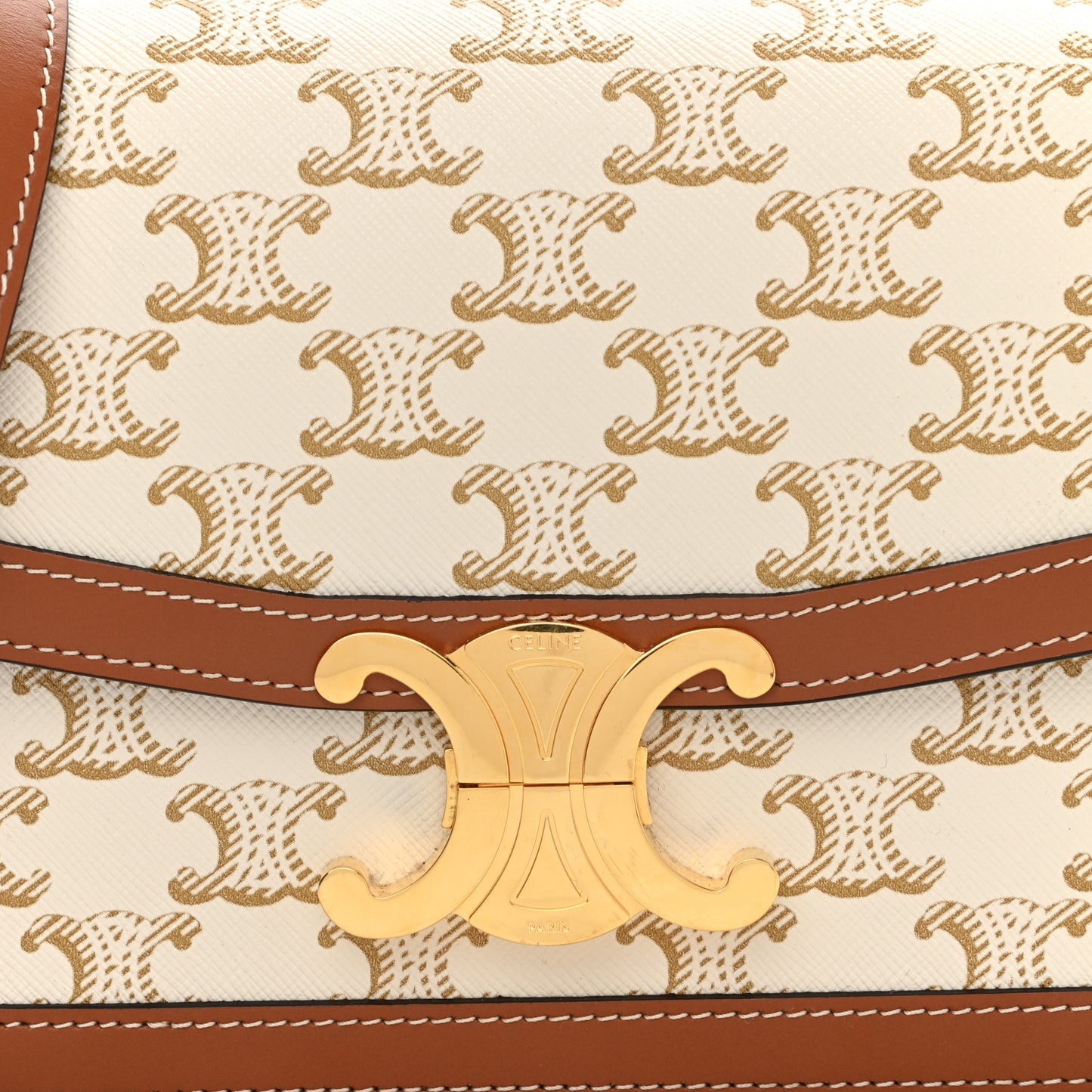 Calfskin Triomphe Canvas Teen Triomphe Bag White