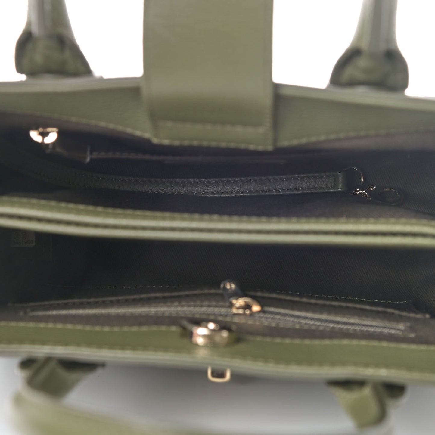 Grained Calfskin Mini Neo Executive Shopper Tote Khaki