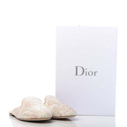 Christian Dior Canvas Toile De Jouy Embroidered Dior Off Flat Mules 38 Light Pink 9 of 9