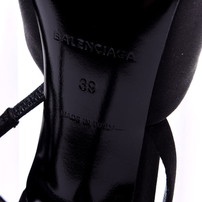 Balenciaga Satin Pointed Toe Knife Slingback Mules 39 Black 10 of 11