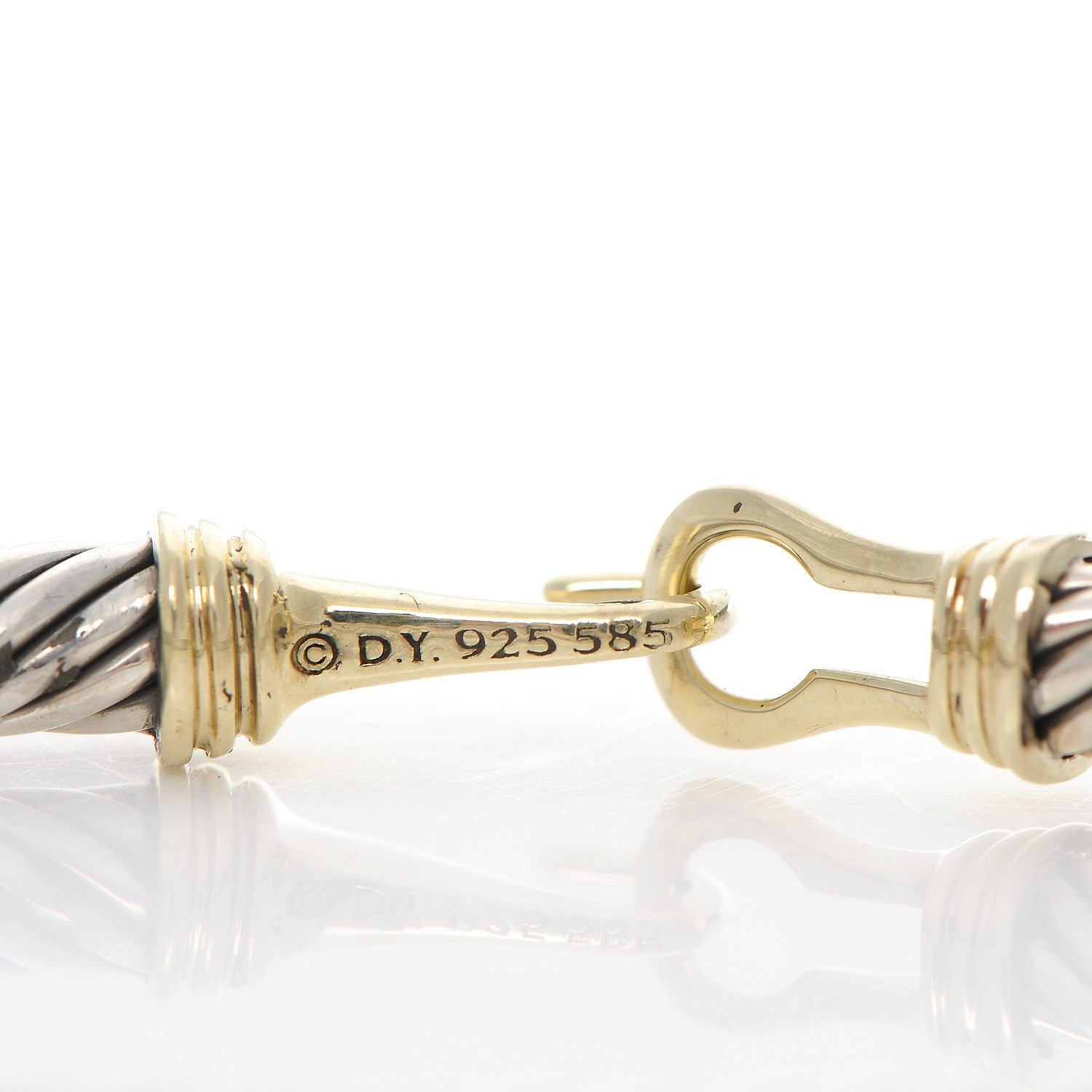 David Yurman Sterling Silver 14K Yellow Gold 5mm Cable Classic Buckle Bracelet 4 of 4