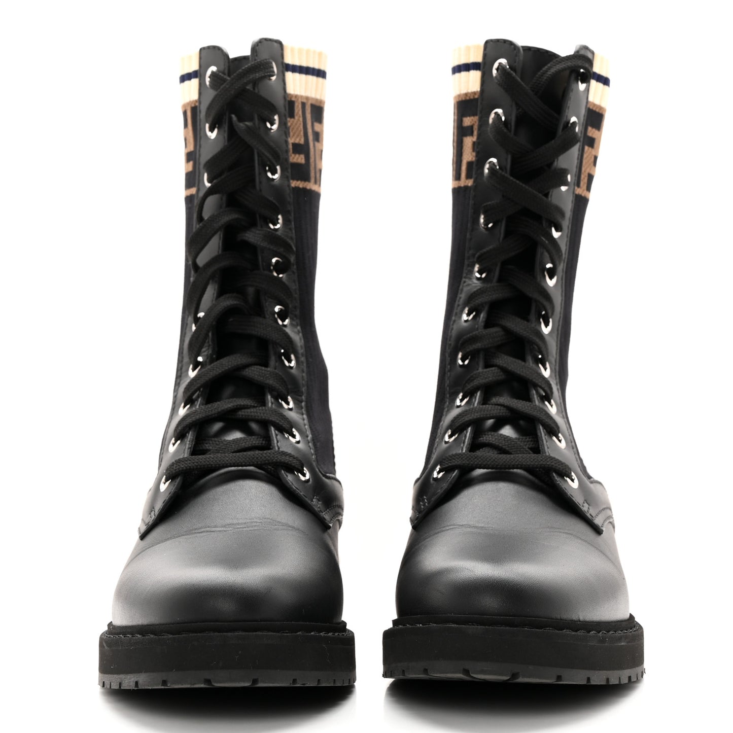 Calfskin Stretch Fabric Rockoko Biker Boots 38.5 Tobacco Black Marino