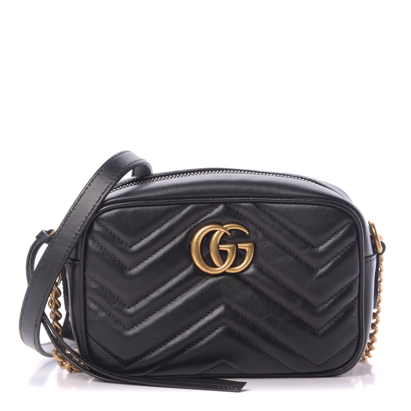 Calfskin Matelasse Mini GG Marmont Chain Shoulder Bag Black