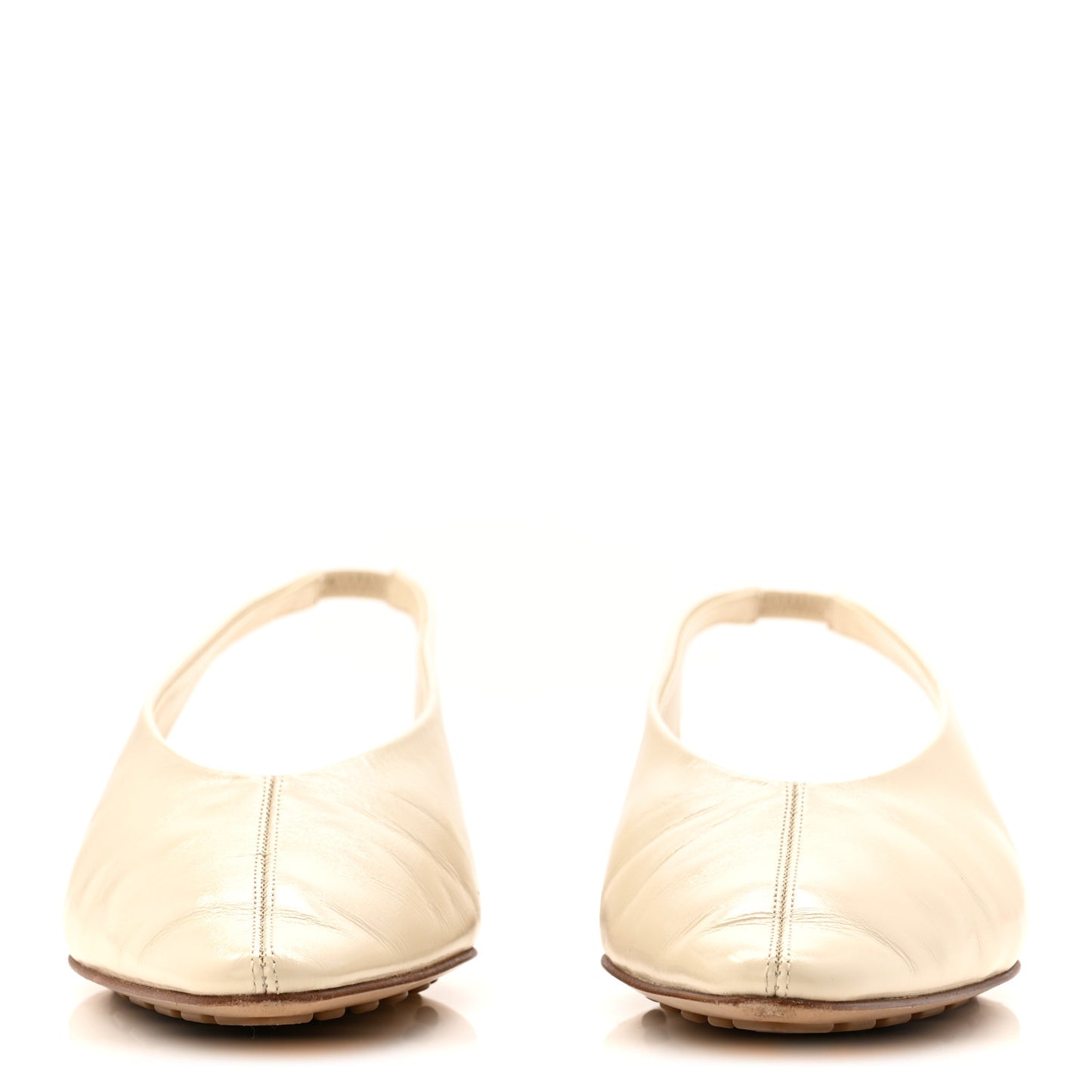 Shiny Nappa Sofia Sling Back Ballerina Flats 38 Sea Salt