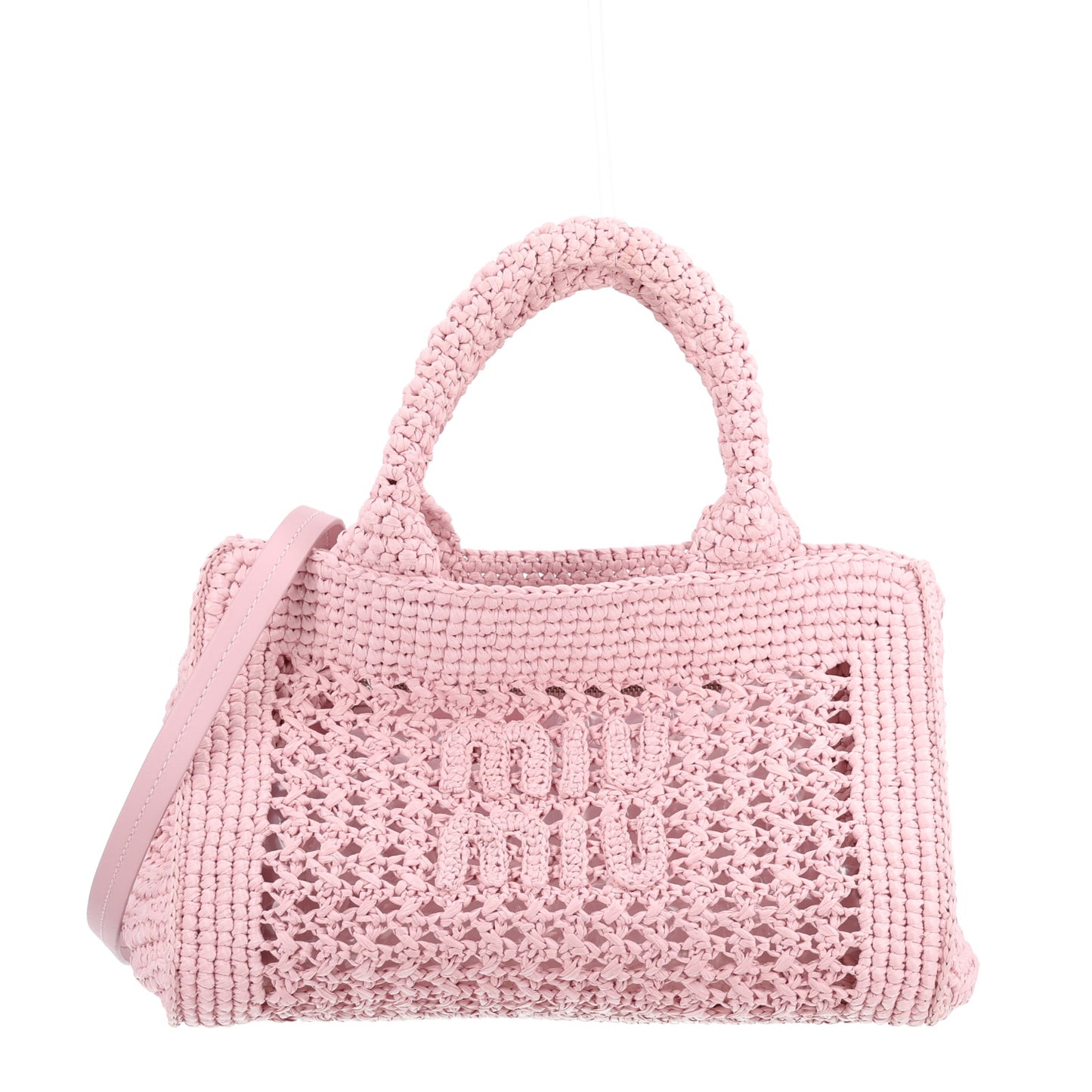 Fabric Crochet Knit Tote Alabaster Pink