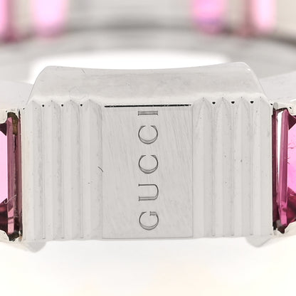 Gucci 18K White Gold Rubellite 7mm Link to Love Ring 50 5.5 4 of 4