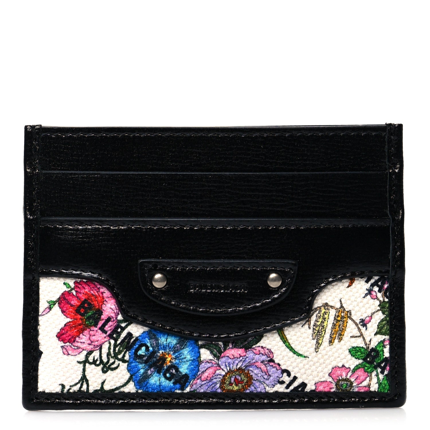 Balenciaga X GUCCI Canvas Azalea Calfskin Flora Logo Print Neo Classic Card Holder White Multicolor Black 1 of 7