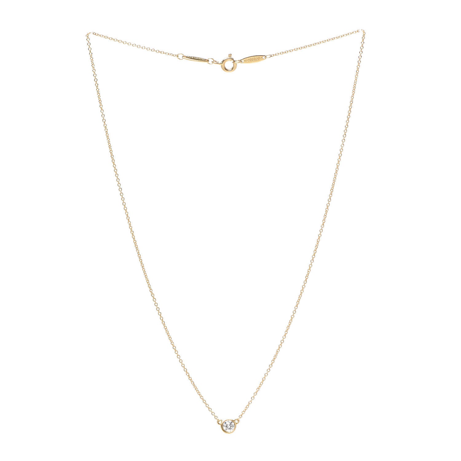 Tiffany 18K Yellow Gold Diamond .17ct Elsa Peretti Diamonds by the Yard Pendant Necklace 3 of 5