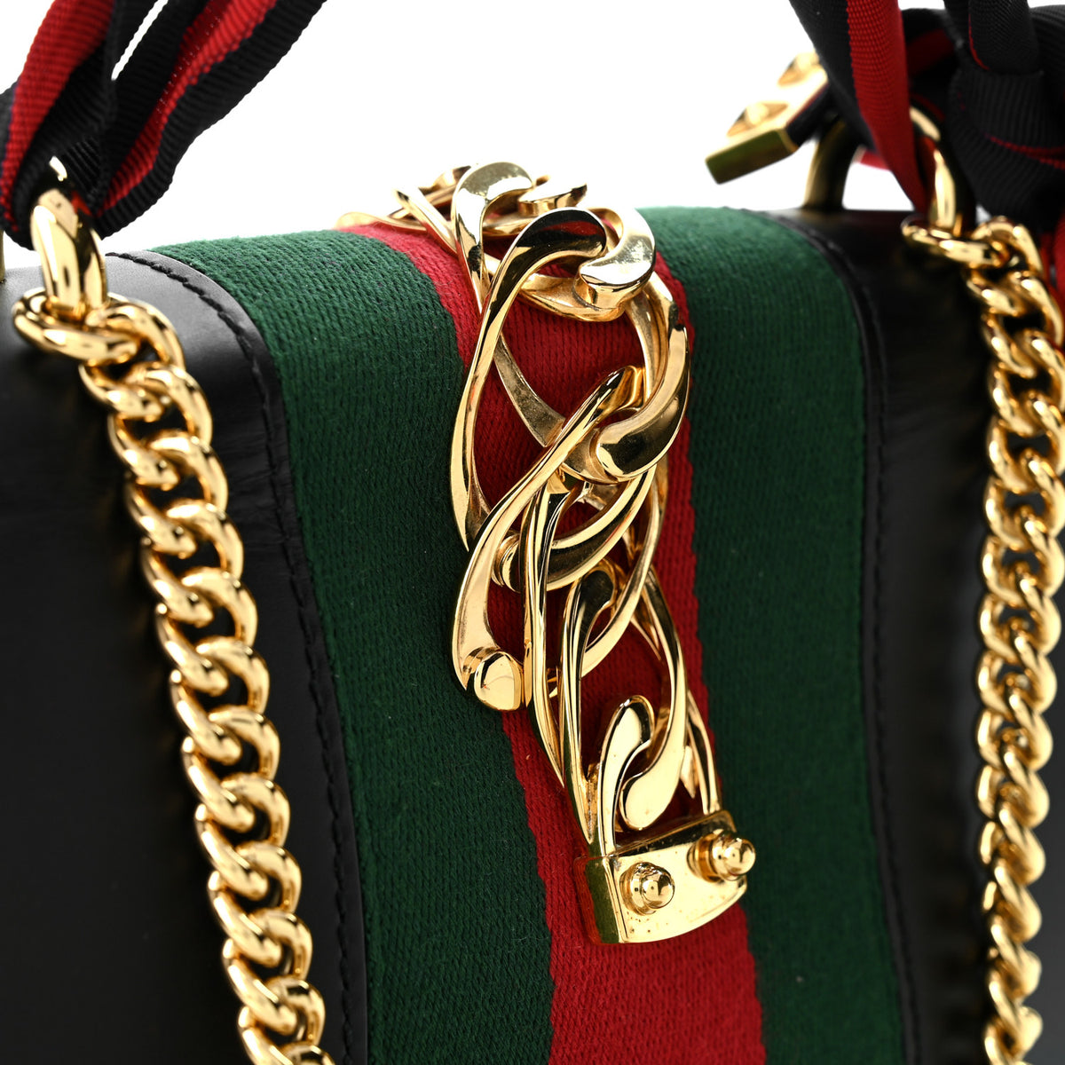 Calfskin Mini Sylvie Chain Shoulder Bag Black