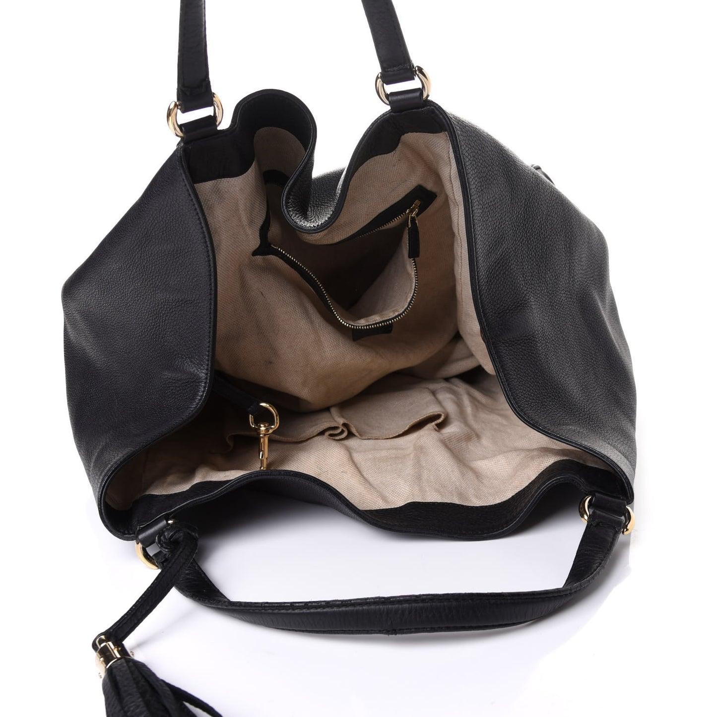 Pebbled Calfskin Large Soho Shoulder Bag Black