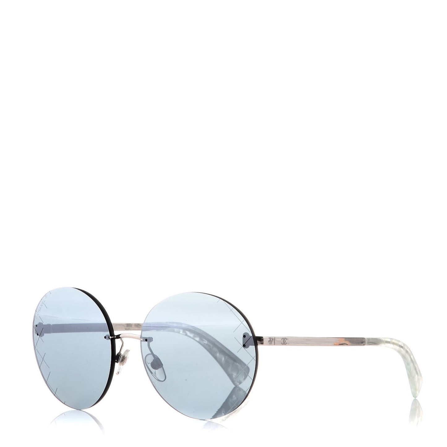 Metal Rimless Round Sunglasses 4216 Silver