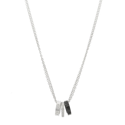 Cartier 18K White Gold Ceramic Diamond Three Ring LOVE Necklace 1 of 6