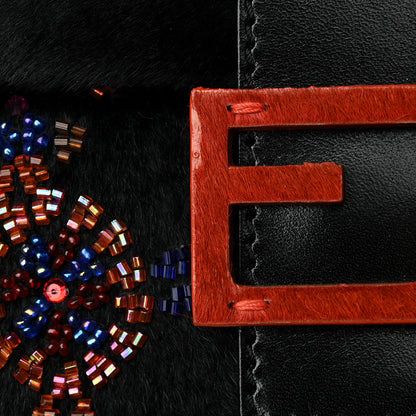 Fendi Calf Hair Beaded Baguette Black Multicolor 11 of 11