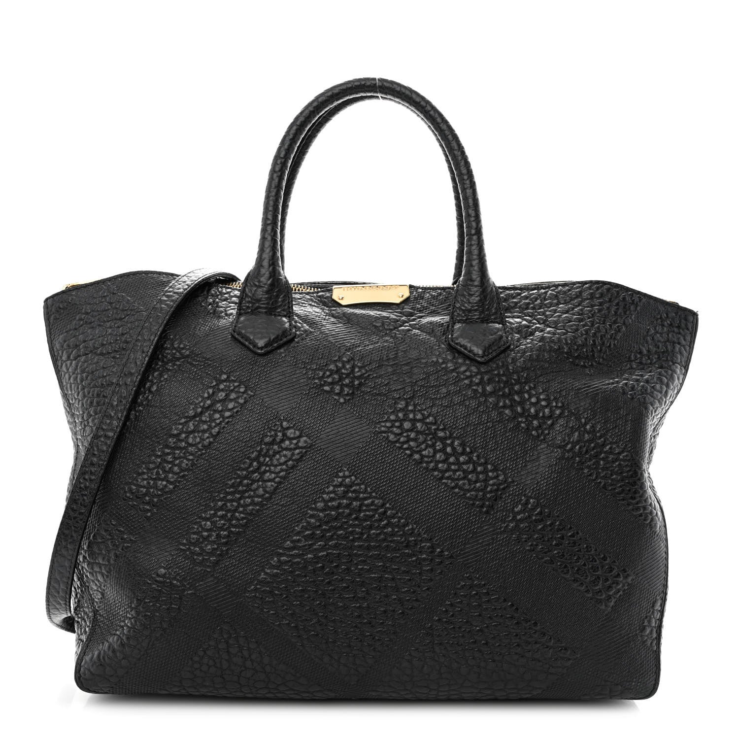 Burberry Heritage Grain Check Embossed Medium Dewsbury Tote Black 1 of 20