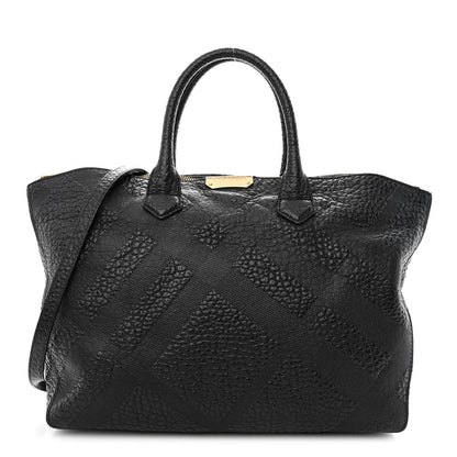 Burberry Heritage Grain Check Embossed Medium Dewsbury Tote Black 1 of 20
