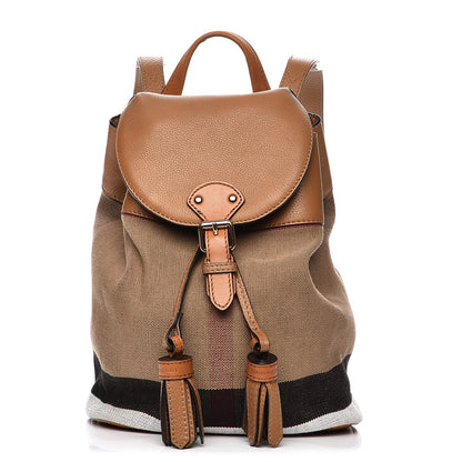 Burberry Grainy Calfskin Jute Mega Check Girl's Mini Backpack Sand 1 of 8