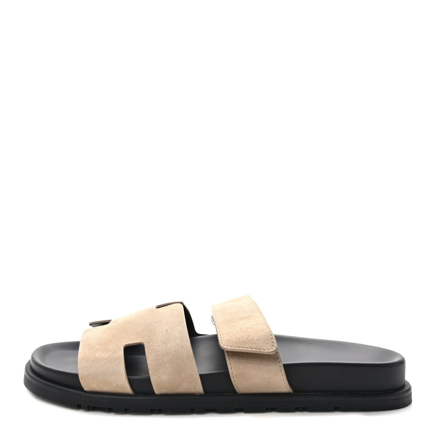 Hermes Suede Goatskin Womens Chypre Sandals 41 Etoupe 1 of 9