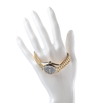 Rolex 18K Yellow Gold Diamond 26mm Datejust President Watch Black 69178 2 of 6